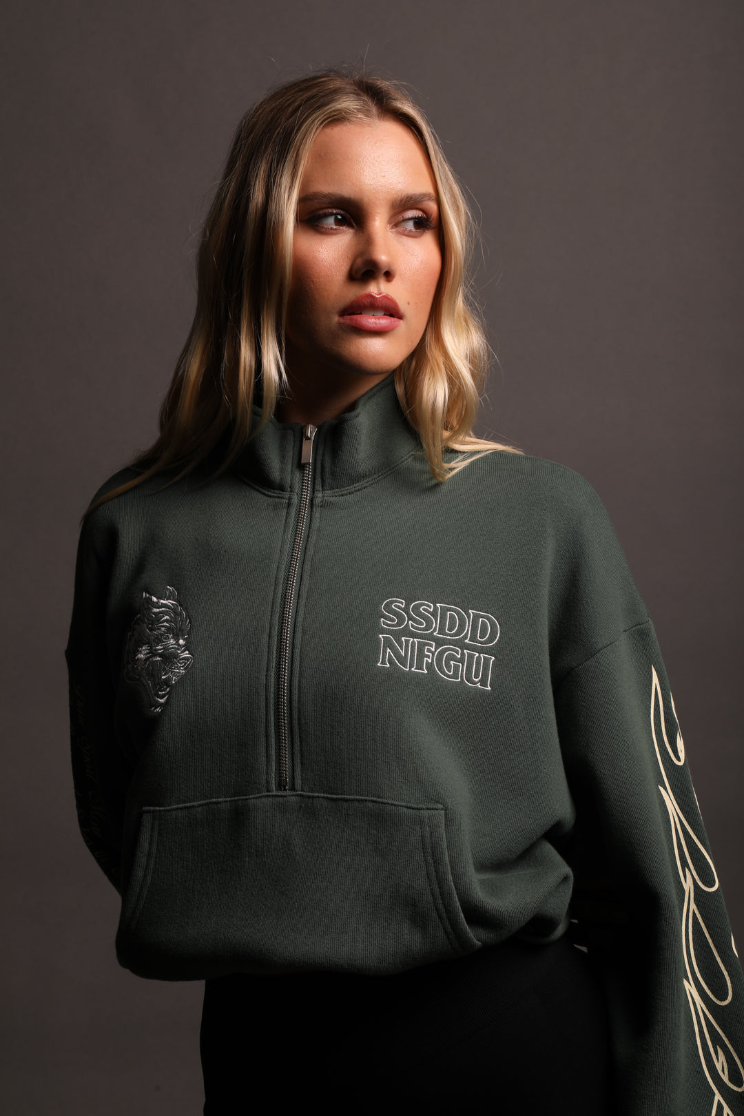 Flames She Everson Mockneck Sweater in Norse Green