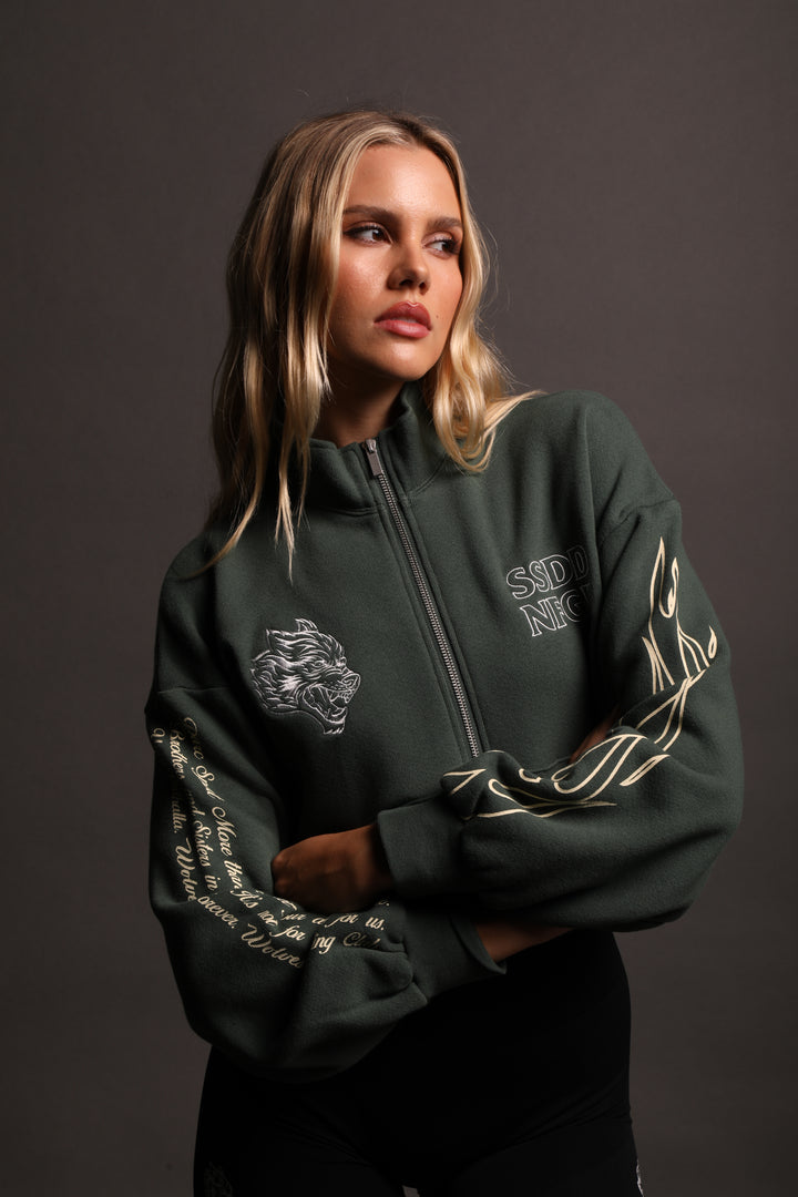 Flames She Everson Mockneck Sweater in Norse Green