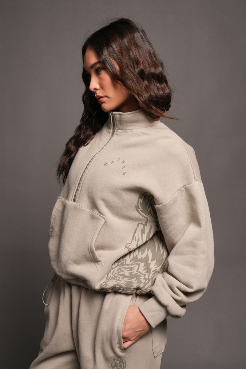 She Wolf Pack She Everson Mockneck Sweater In Cactus Gray