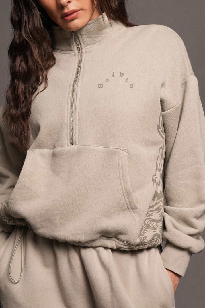 She Wolf Pack She Everson Mockneck Sweater In Cactus Gray