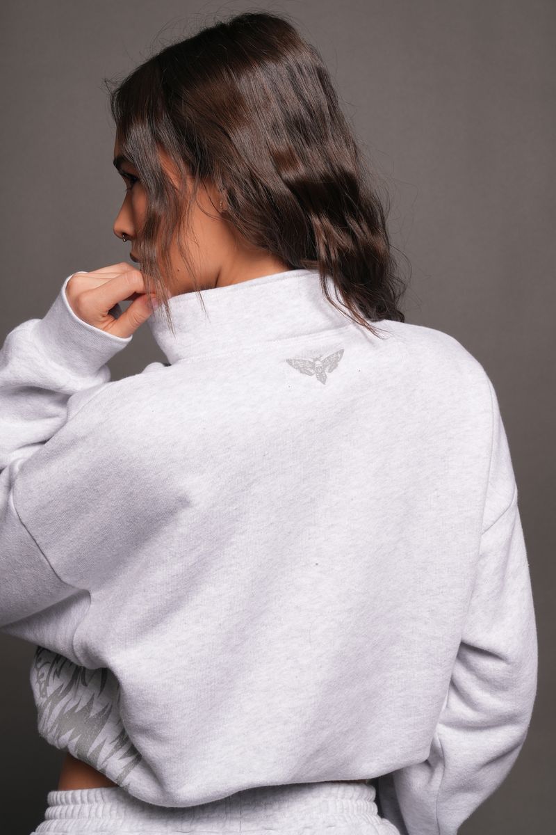 She Wolf Pack She Everson Mockneck Sweater In Super Light Athletic Gray