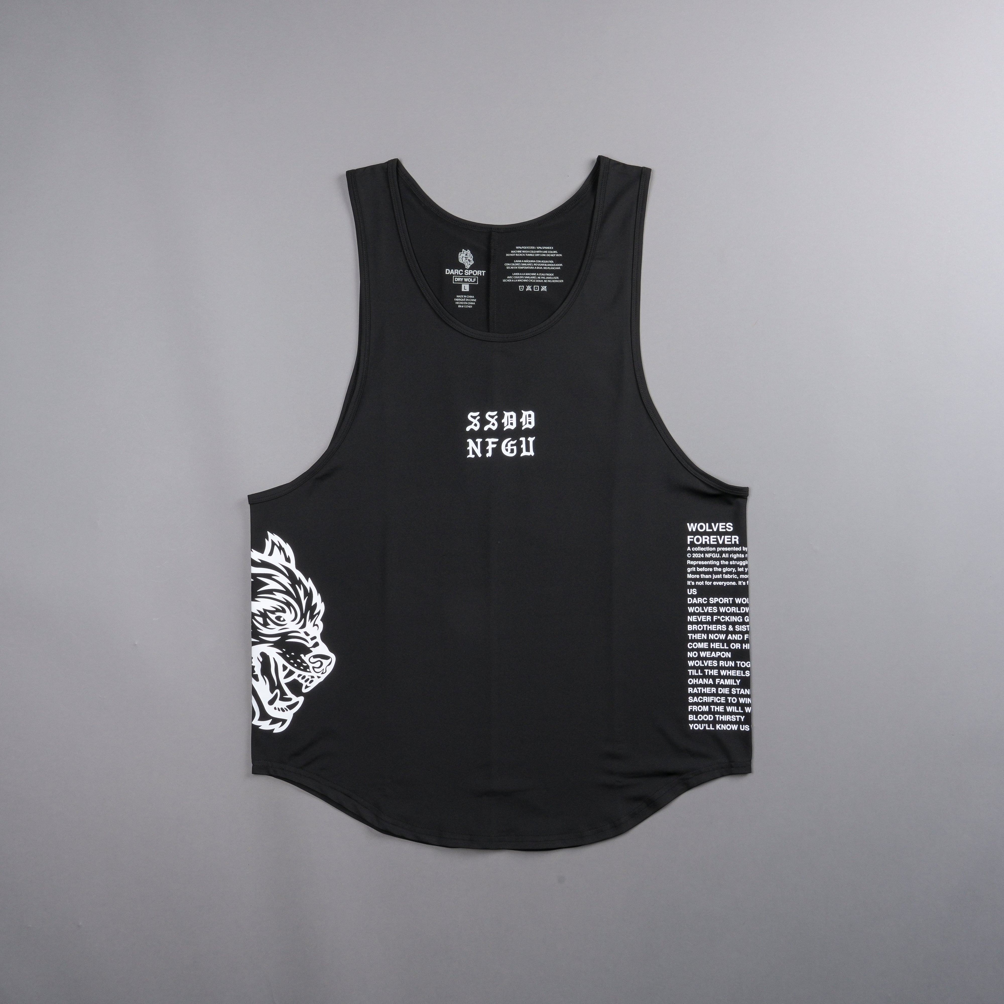 In Our Blood "Dry Wolf" Back Seam (Drop) Tank in Black