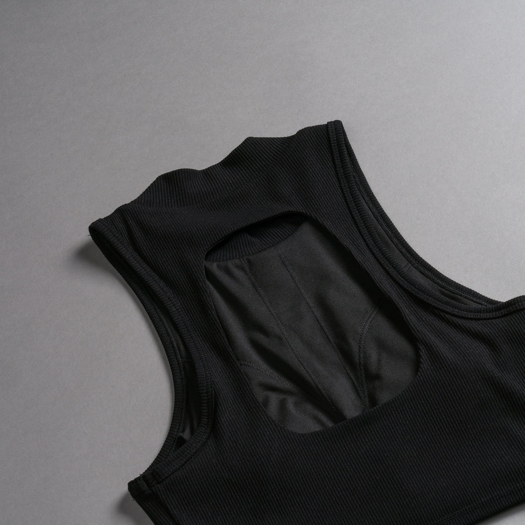 Chopper Romy Mockneck Ribbed Tank in Black