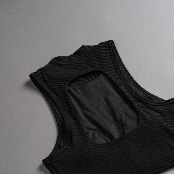 Chopper Romy Mockneck Ribbed Tank in Black