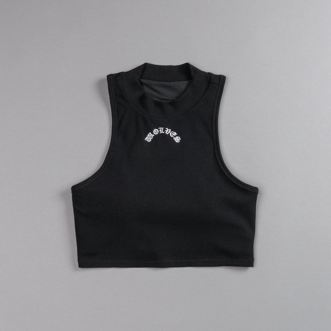 Chopper Romy Mockneck Ribbed Tank in Black