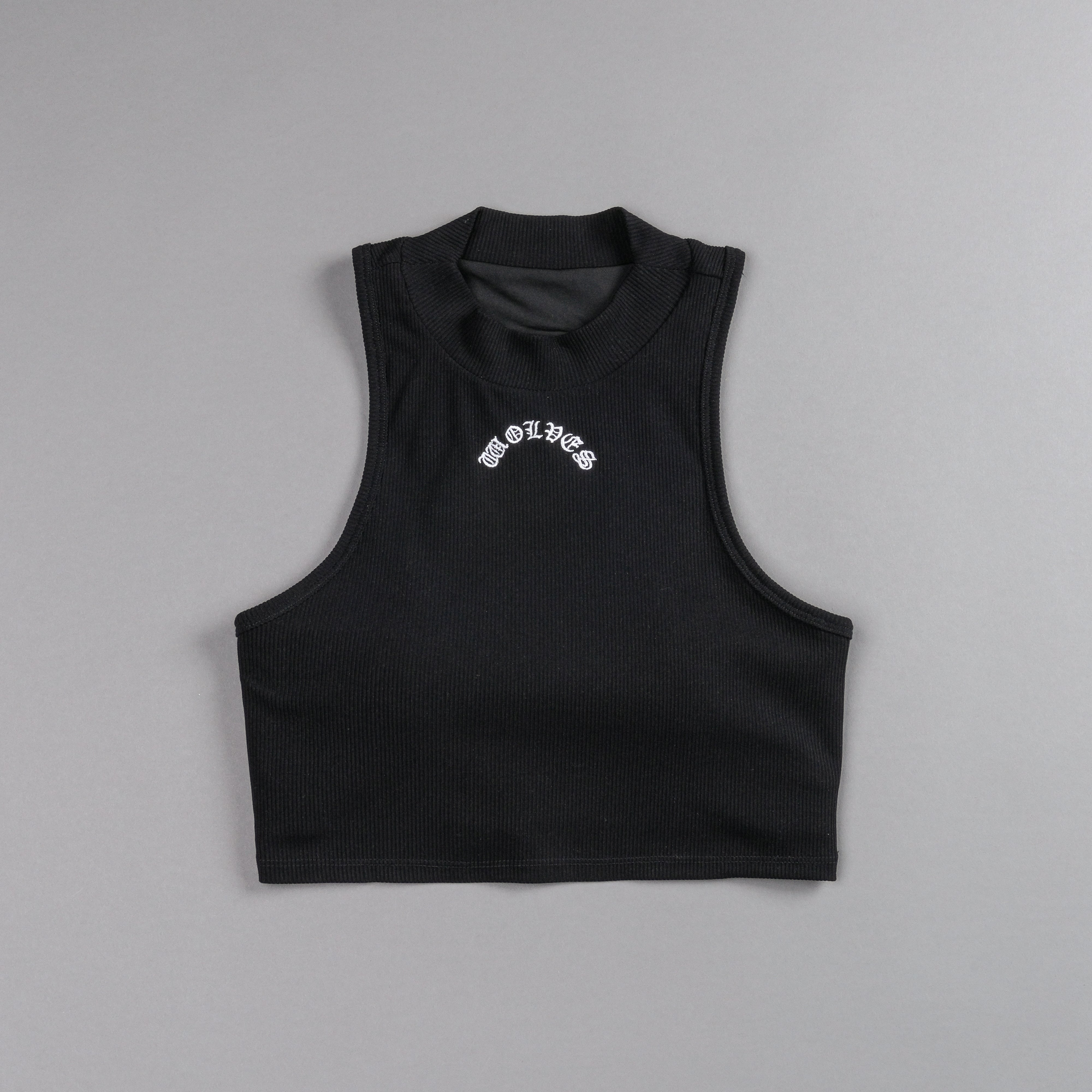 Chopper Romy Mockneck Ribbed Tank in Black