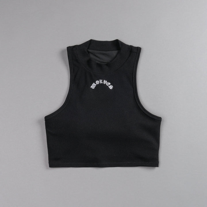 Chopper Romy Mockneck Ribbed Tank in Black