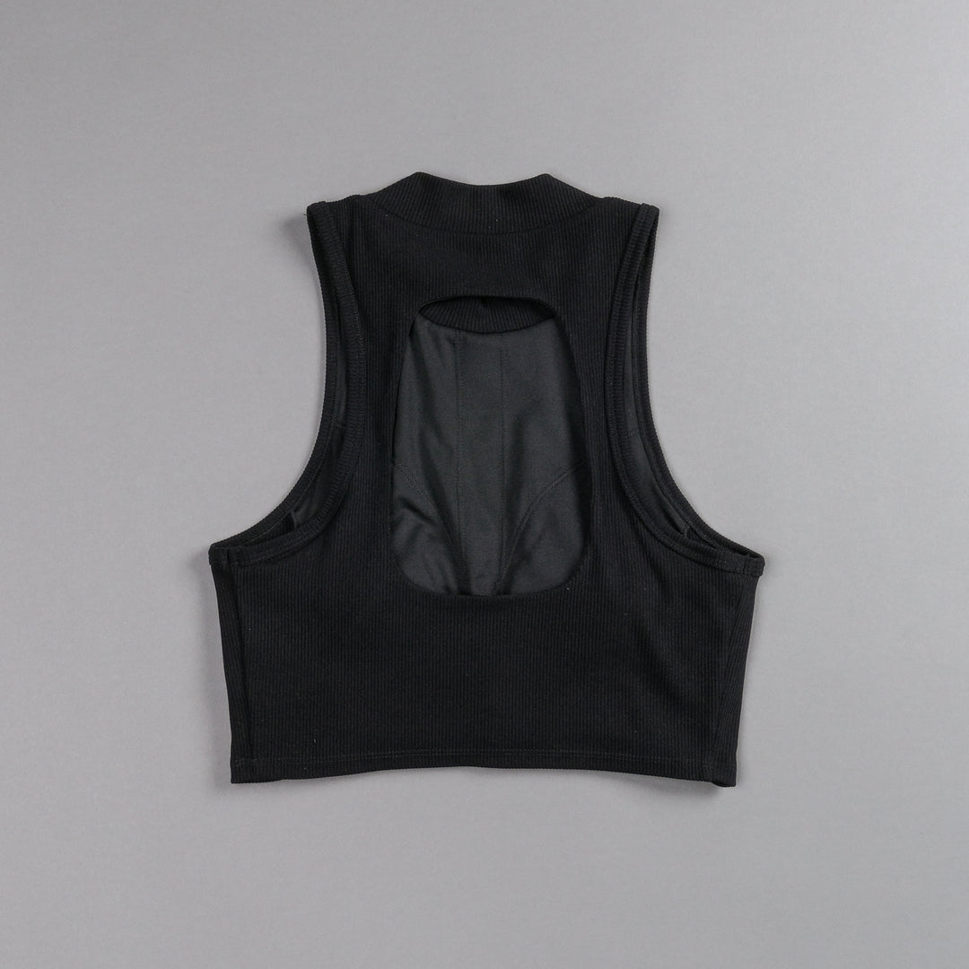 Chopper Romy Mockneck Ribbed Tank in Black