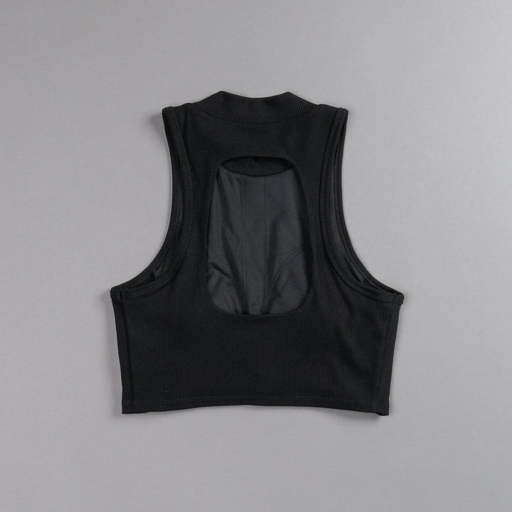 Chopper Romy Mockneck Ribbed Tank in Black
