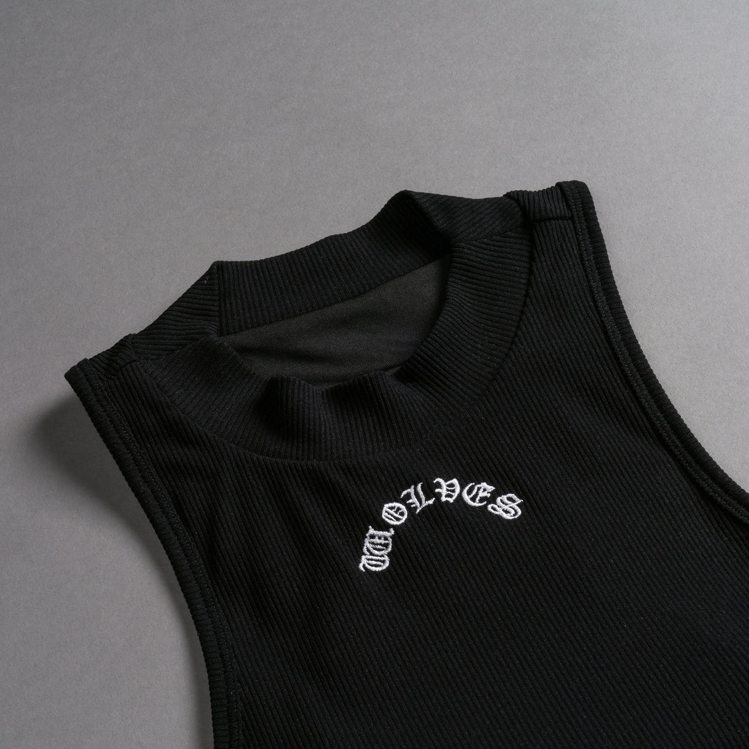 Chopper Romy Mockneck Ribbed Tank in Black