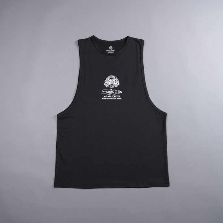 Established "Dry Wolf" (Tommy) Muscle Tee in Black