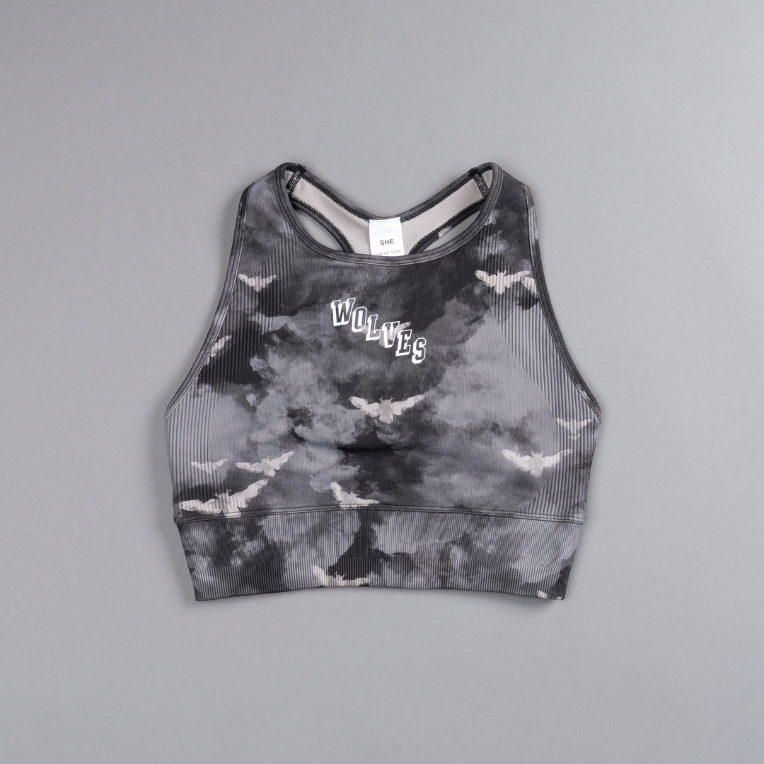 Stairs "Everson Seamless" Racerback Tank in Black Death Moth Ghost Clouds