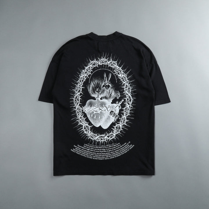 Sacred Heart "Premium Vintage" Oversized Tee in Black