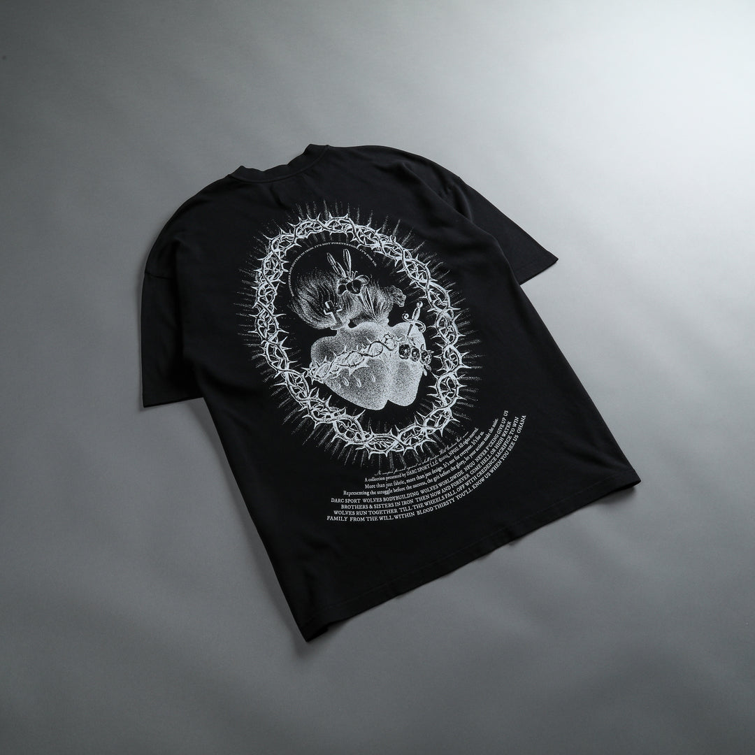 Sacred Heart "Premium Vintage" Oversized Tee in Black