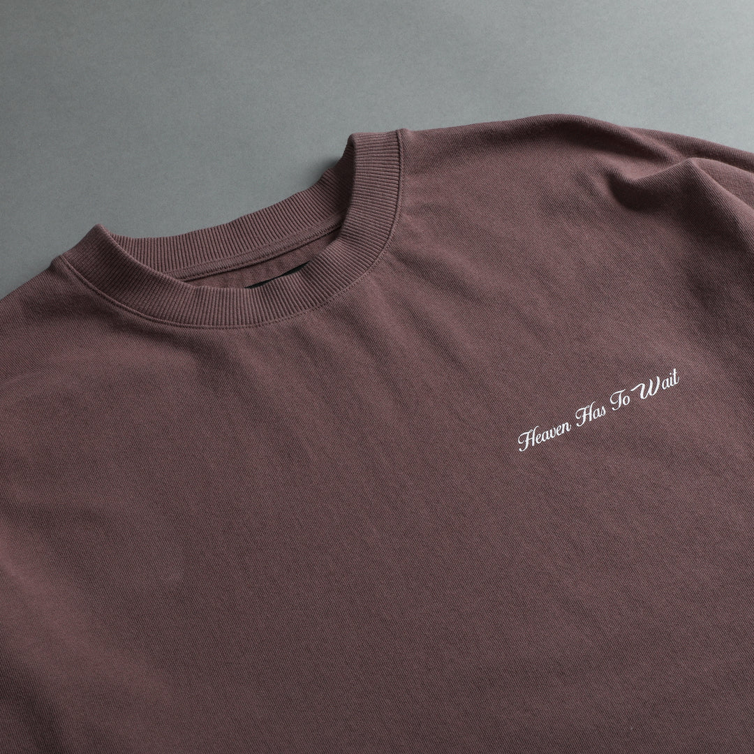 Heaven Has To Wait V2 "Premium" Oversized Tee in Shadow Mauve