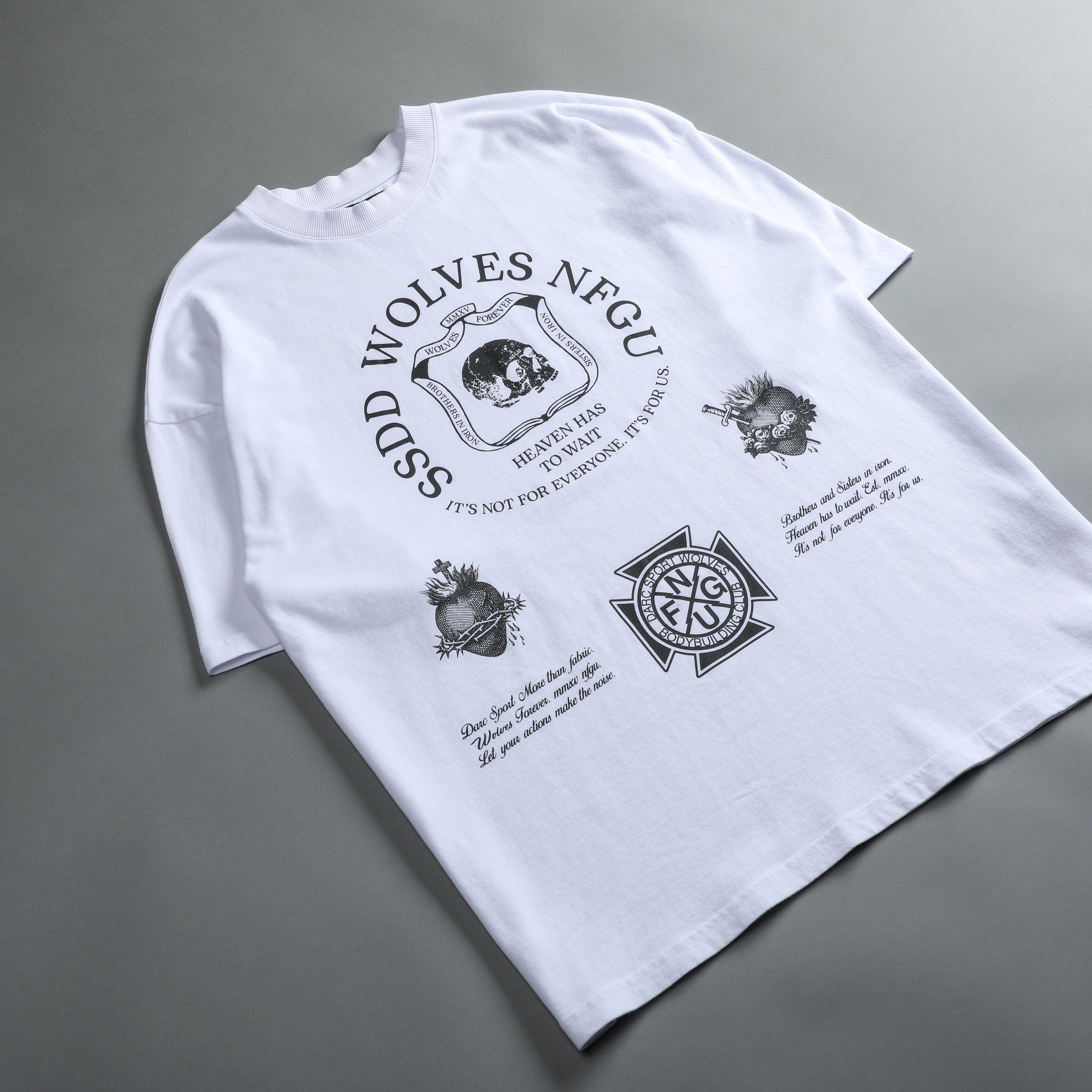 Iron Shield "Premium" Oversized Tee in White
