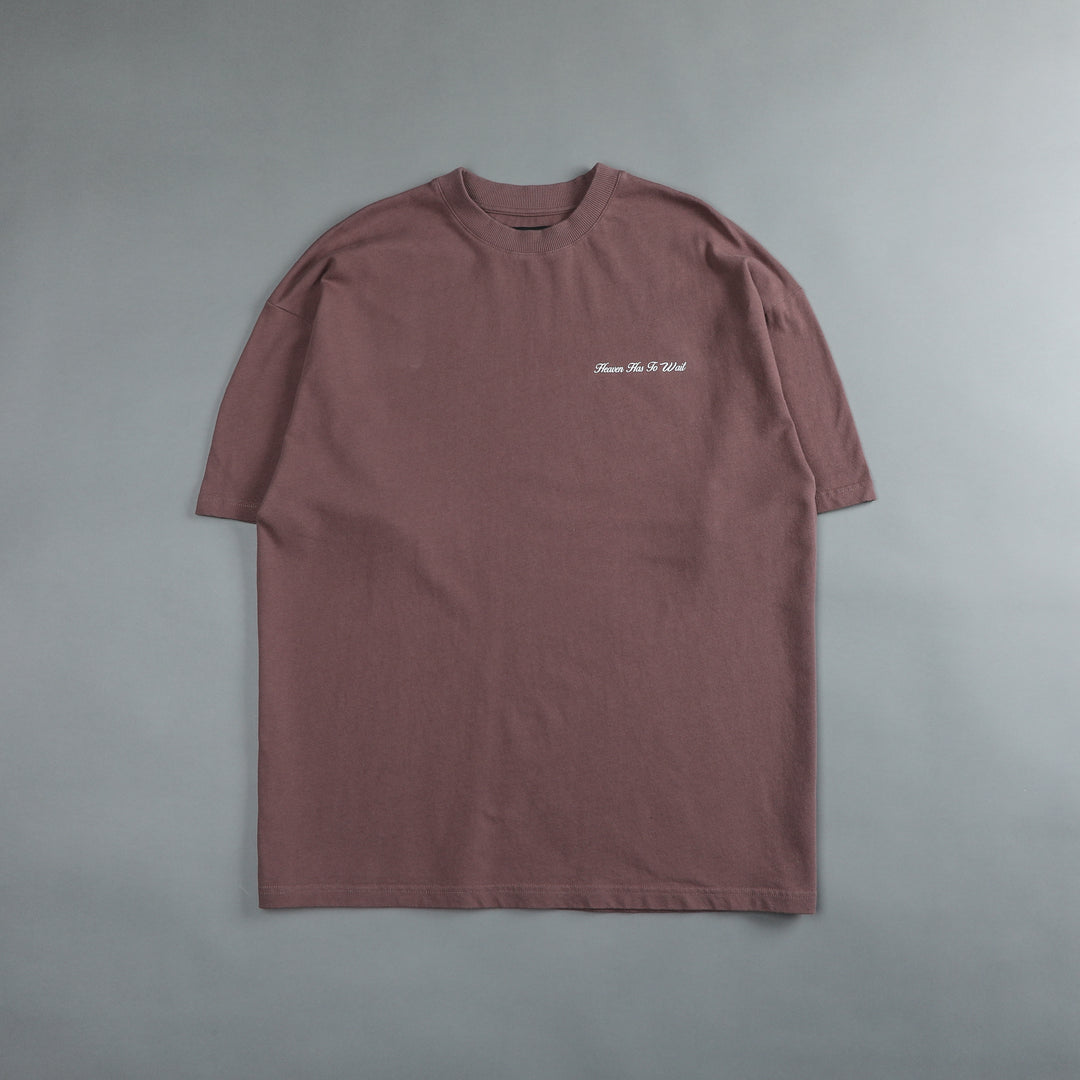 Heaven Has To Wait V2 "Premium" Oversized Tee in Shadow Mauve