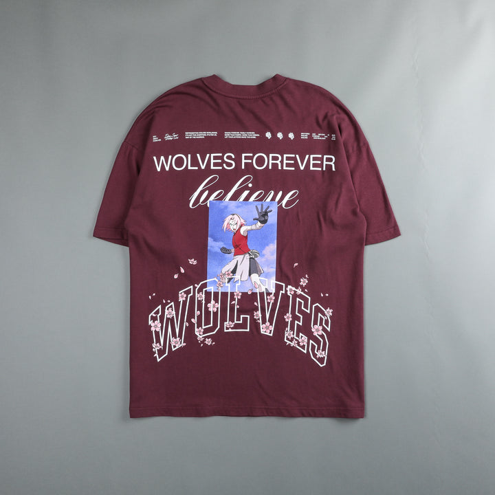 Sakura "Premium" Oversized Tee in Cherry Wine