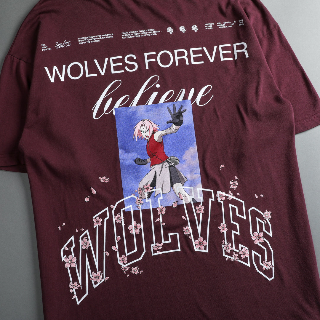 Sakura "Premium" Oversized Tee in Cherry Wine
