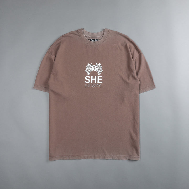 She's Gritty "Premium Vintage" Pump Cover Tee in Mojave Brown