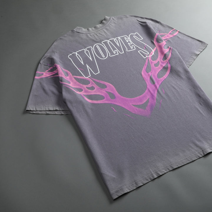 Moth To A Flame "Premium Vintage" Oversized Unisex Tee in Purple Stone
