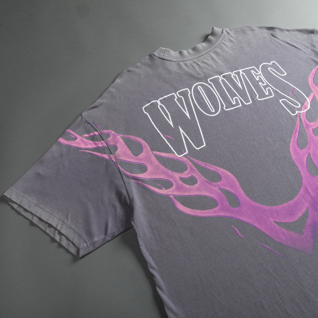 Moth To A Flame "Premium Vintage" Oversized Unisex Tee in Purple Stone