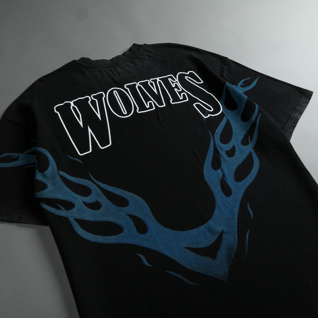 Moth To A Flame "Premium Vintage" Oversized Unisex Tee in Black/Blue