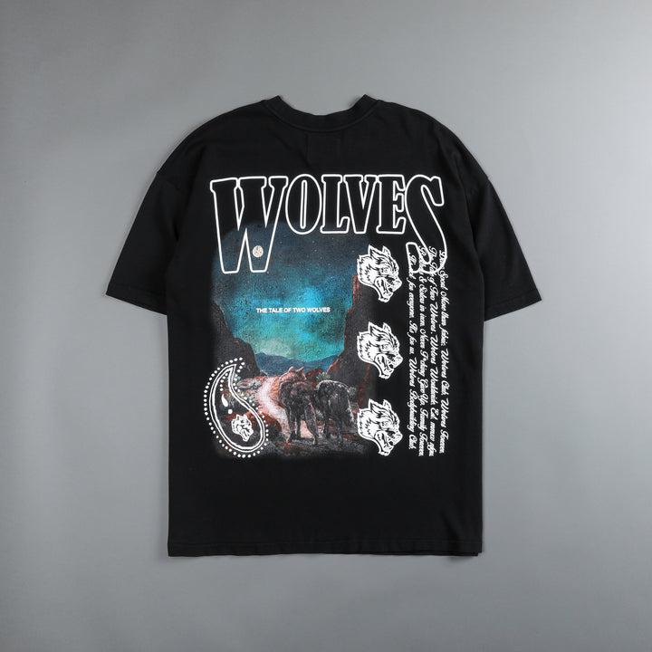 Tale Of Two Wolves "Premium Vintage" Oversized Tee in Black