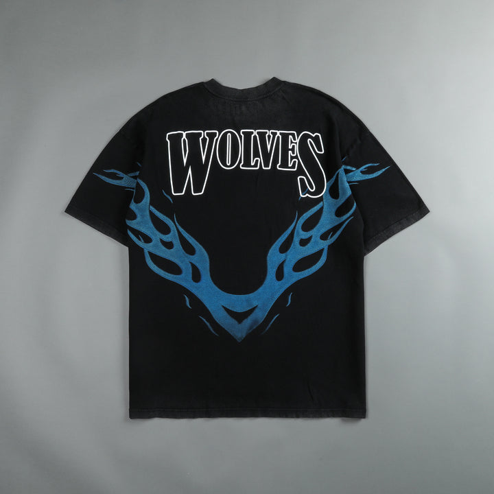 Moth To A Flame "Premium Vintage" Oversized Unisex Tee in Black/Blue
