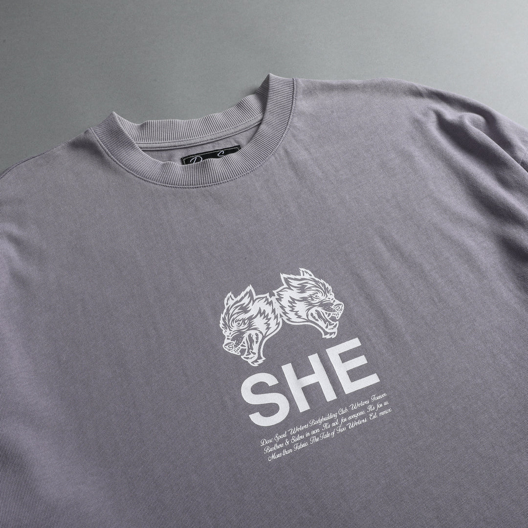She's Gritty "Premium Vintage" Pump Cover Tee in Purple Stone