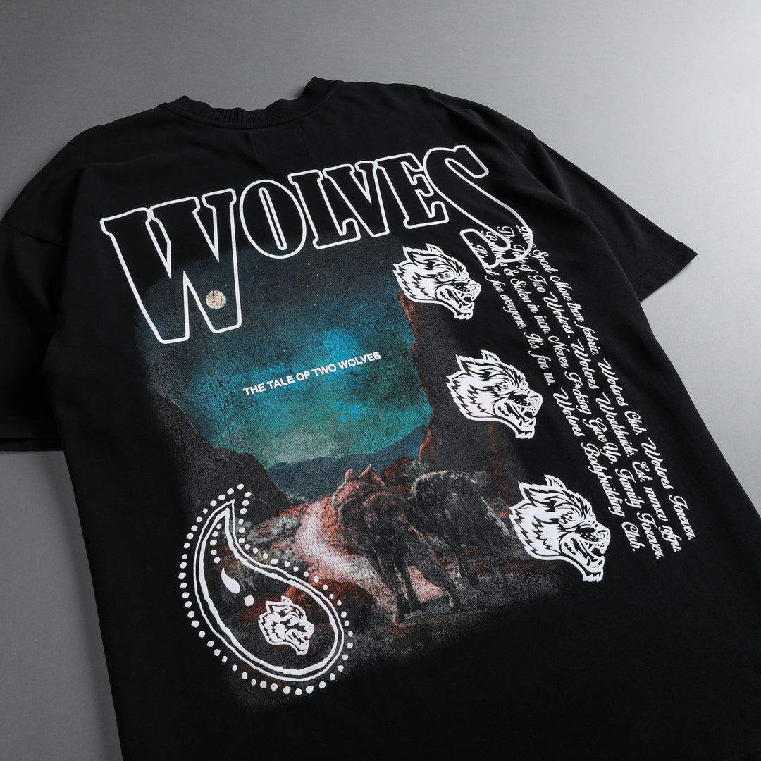 Tale Of Two Wolves "Premium Vintage" Oversized Tee in Black