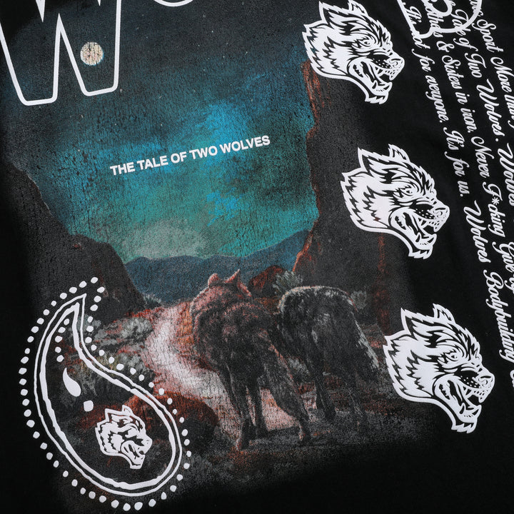 Tale Of Two Wolves "Premium Vintage" Oversized Tee in Black