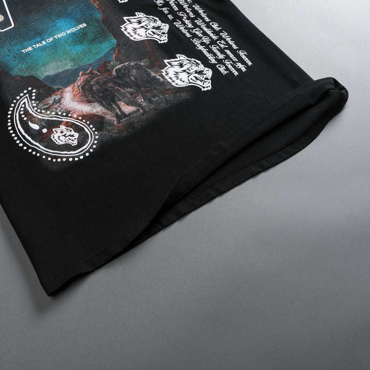 Tale Of Two Wolves "Premium Vintage" Oversized Tee in Black