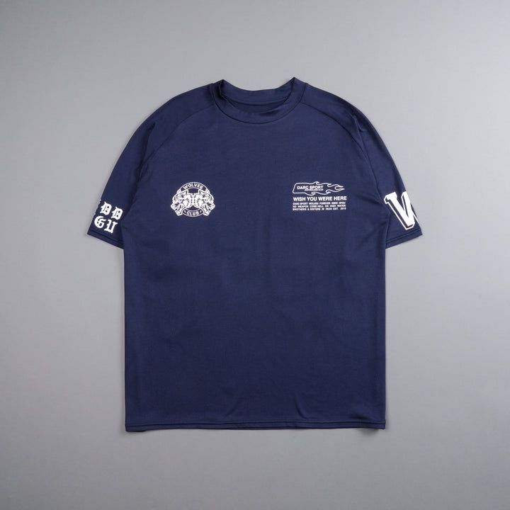 Established "Dry Wolf" Raglan Tee in Navy