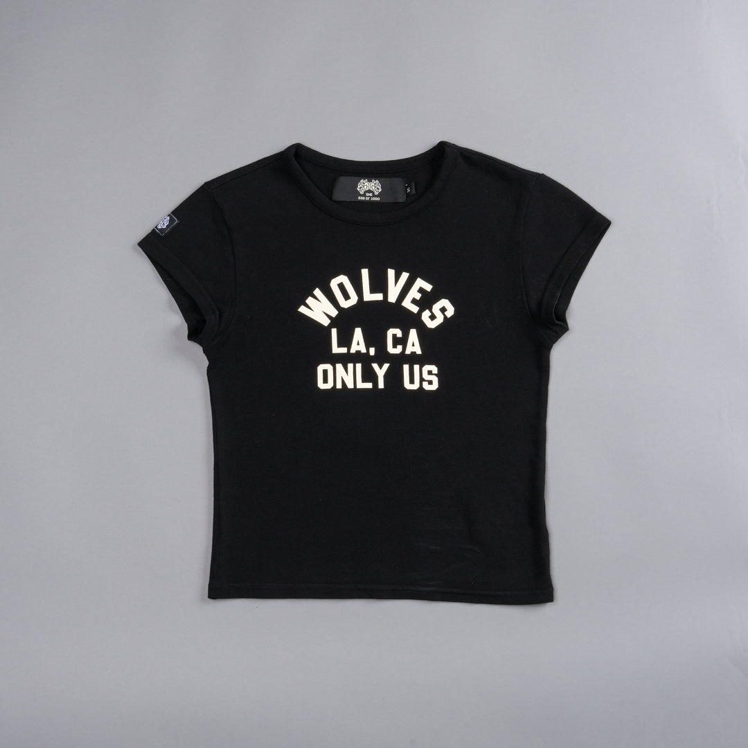 LA Wolves League Baby Tee in Black