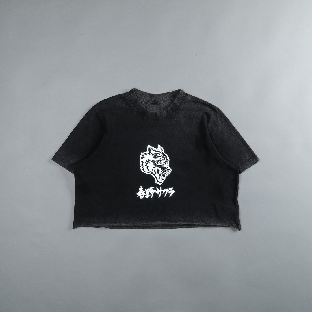Cherry Blossom "Premium" (Cropped) Tee in Black