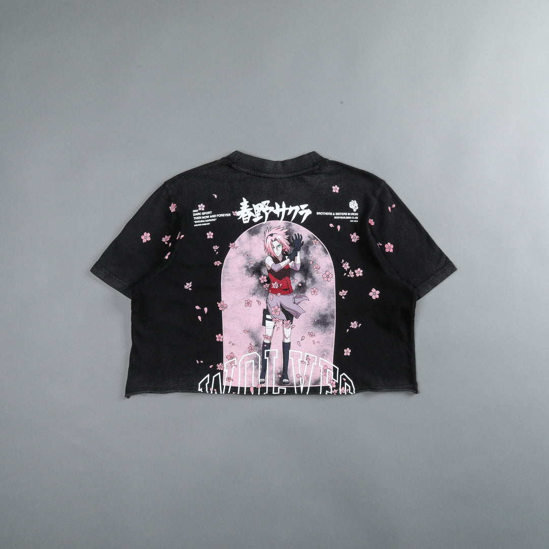 Cherry Blossom "Premium" (Cropped) Tee in Black