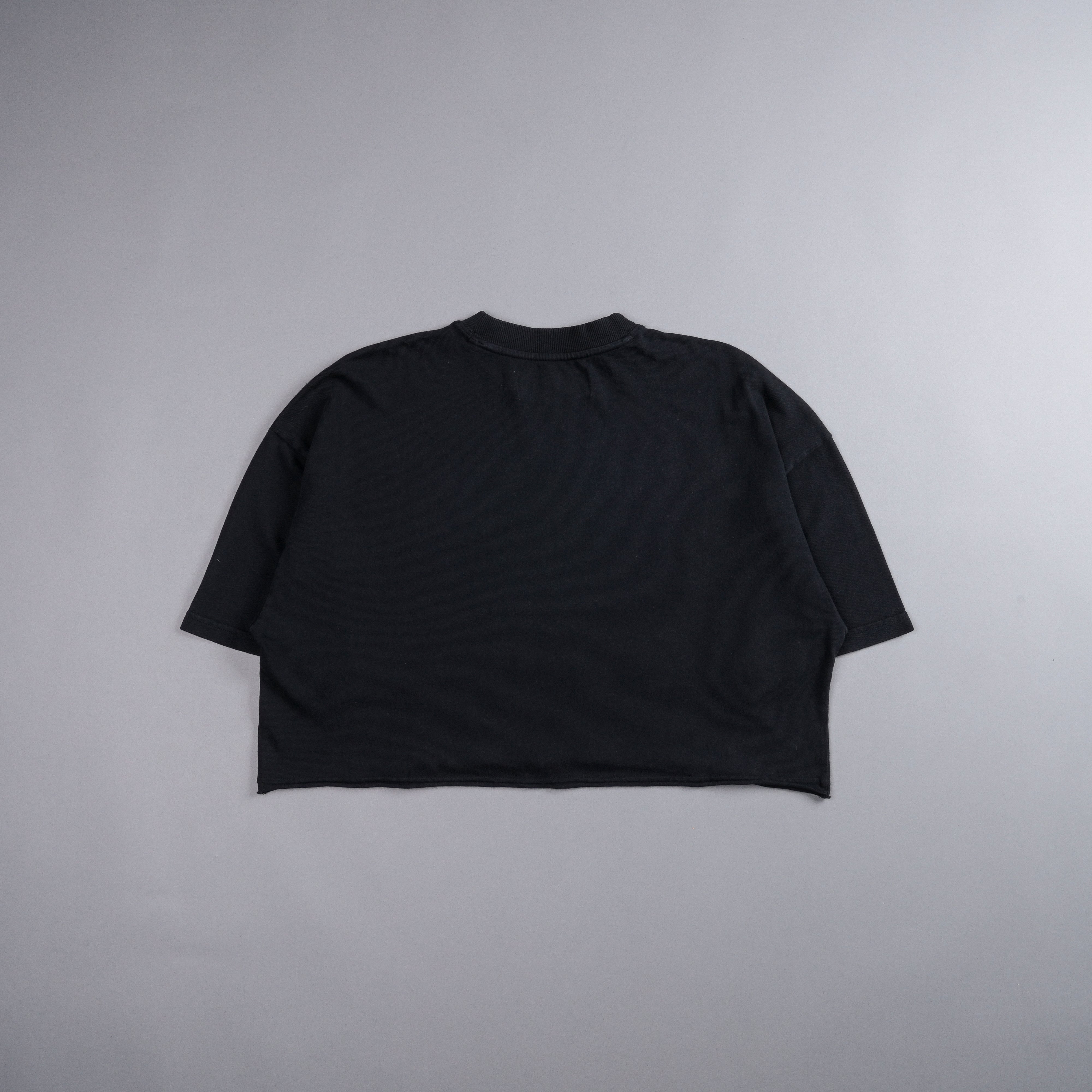 ★ DIAGONAL★ RECYCLED CROP TEE black DA231T03BK Black Cropped Oversized Tee. – WATC STUDIO