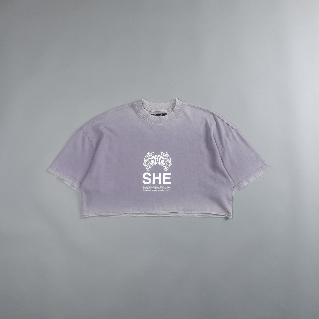 She's Gritty "Premium Vintage" Oversized (Cropped) Tee in Purple Stone