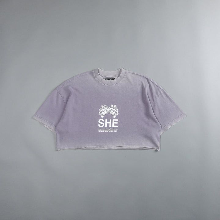 She's Gritty "Premium Vintage" Oversized (Cropped) Tee in Purple Stone