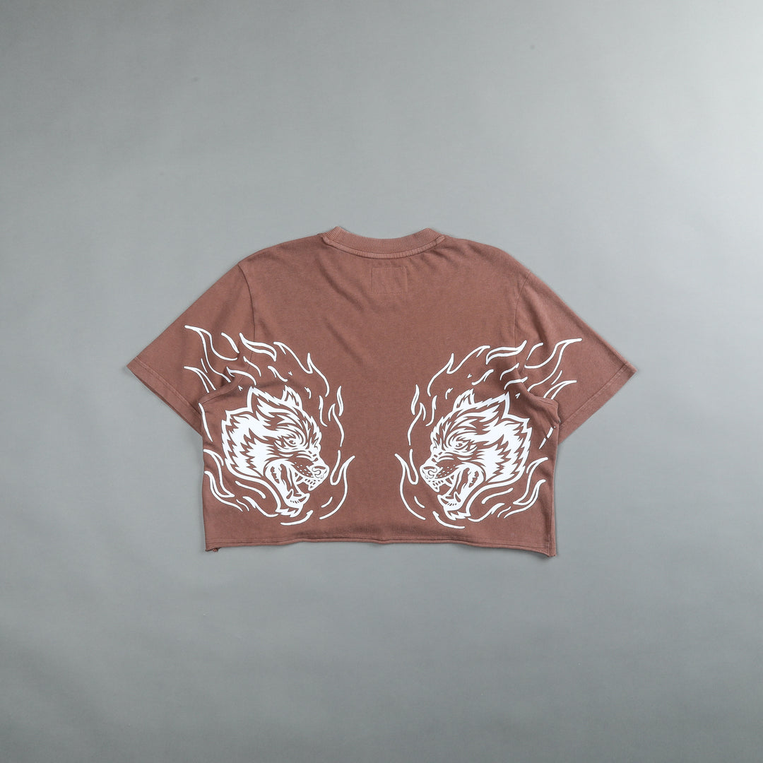 Flames "Premium Vintage" (Cropped) Tee in Norse Brown