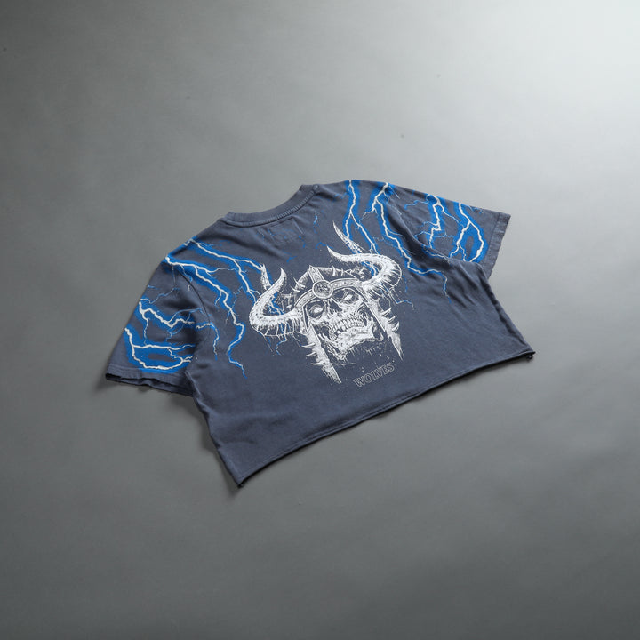 Above Us "Premium Vintage" Distressed (Cropped) Tee in Norse Blue