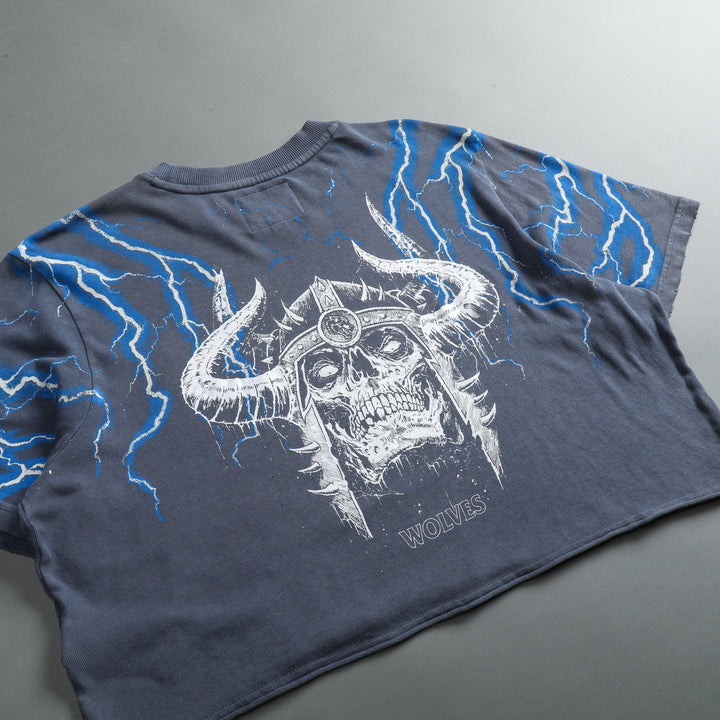 Above Us "Premium Vintage" Distressed (Cropped) Tee in Norse Blue
