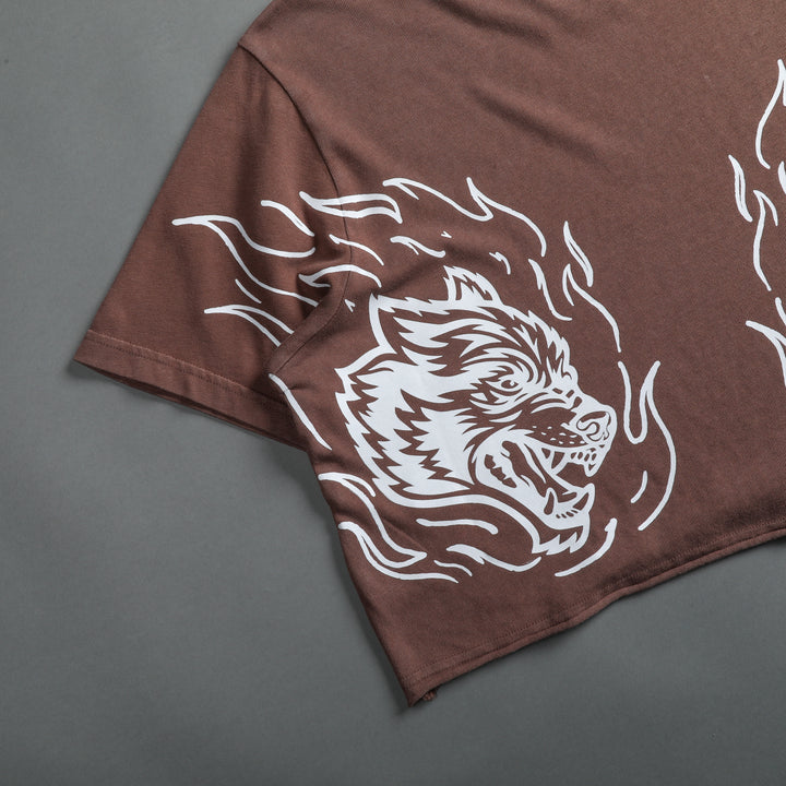 Flames "Premium Vintage" (Cropped) Tee in Norse Brown