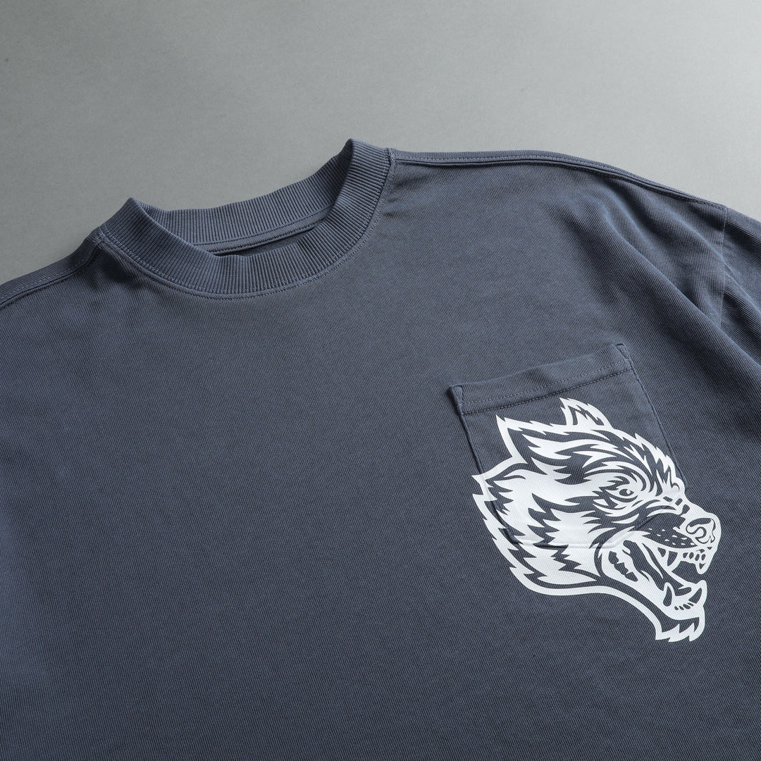In Our Heart "Premium Vintage" Oversized (Cropped) Pocket Tee in Norse Blue