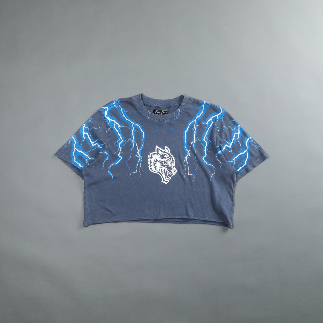 Above Us "Premium Vintage" Distressed (Cropped) Tee in Norse Blue