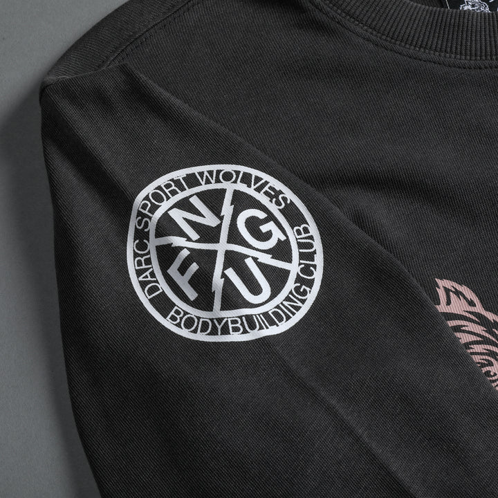 Pray "Premium Vintage" (LS Cropped) Tee in Wolf Gray