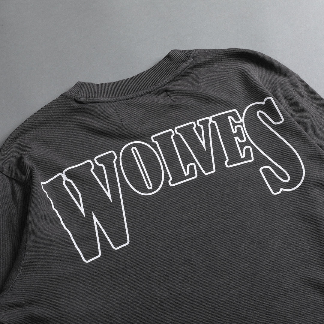She's Gritty "Premium" (Cropped) (LS) Tee in Wolf Gray