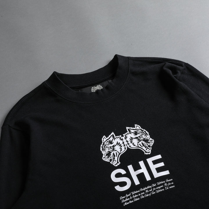 She's Gritty "Premium" (Cropped) (LS) Tee in Black