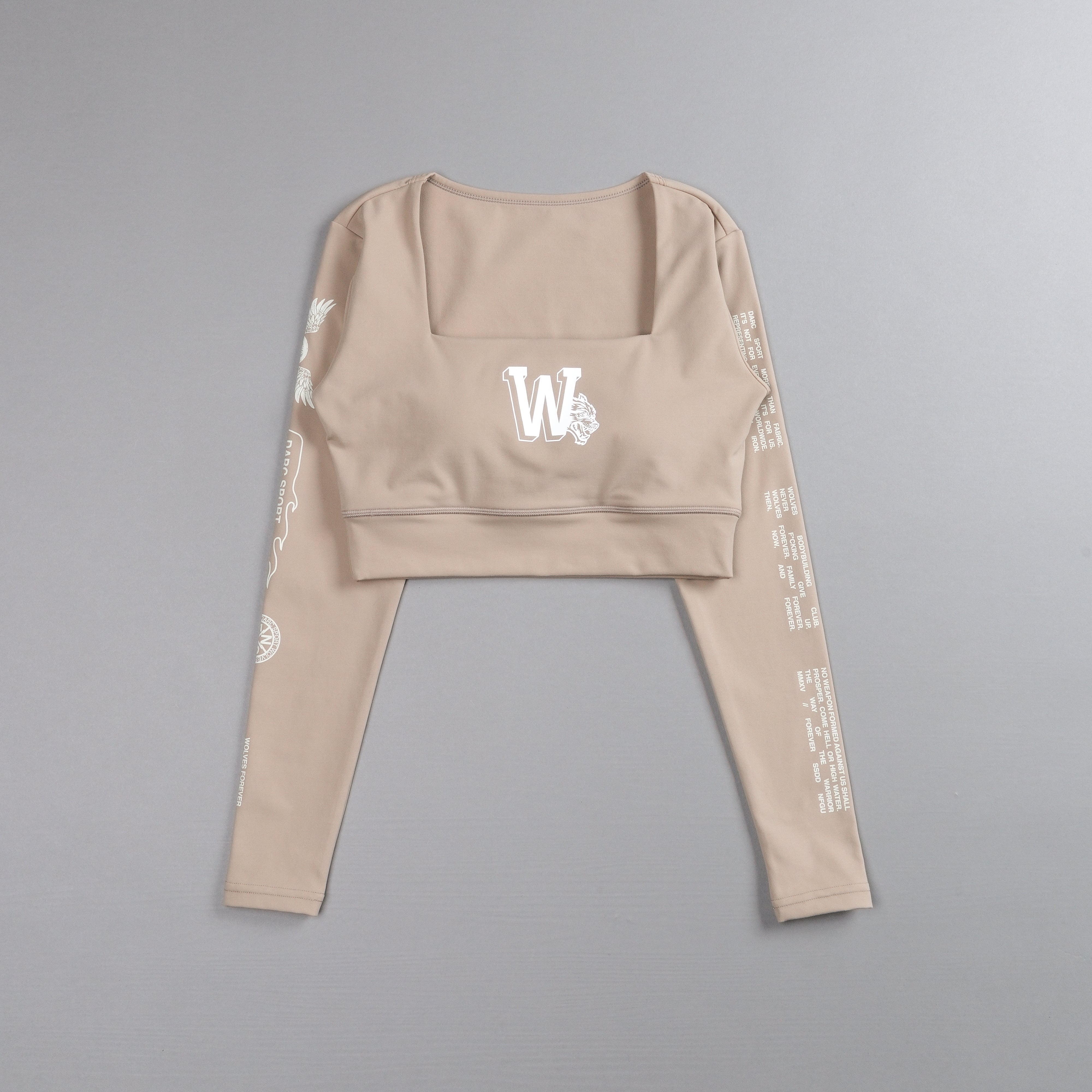 Marked L/S Jade "Energy" Top in Taupe